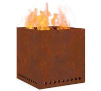 vidaXL Foyer sans fumée Marron 48 x 48 x 50 cm Acier patiné, Unité de feu Moderne, Design carré, Chauffe-terrasse Durable pour se Rassembler et réchauffer au Jardin