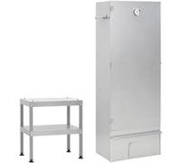 vidaXL Fumoir à four à barbecue avec table acier galvanisé 3187617 Argent G
