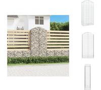 vidaXL Gabion avec arche haute 100x50x200/220 cm Fer galvanisé - Pots de fleurs & Jardinières