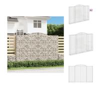 vidaXL Gabions à arc haut, lot de 2, 300 x 30 x 200/220 cm, fer galvanisé - Pots de fleurs et jardinières