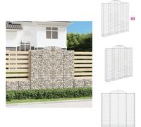vidaXL Gabions à arc haut, lot de 3, 200 x 30 x 200/220 cm, fer galvanisé - Pots de fleurs et jardinières