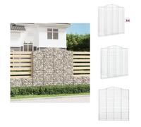 vidaXL Gabions à arc haut, lot de 4, 200 x 30 x 200/220 cm, fer galvanisé - Pots de fleurs et jardinières