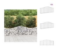 vidaXL Gabions avec arc surélevé 11 pcs. 200x30x60/80 cm Fer galvanisé - Pots de fleurs & Jardinières