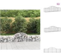 vidaXL Gabions avec arc surélevé 11 pcs. 200x50x40/60 cm Fer galvanisé - Pots de fleurs & Jardinières
