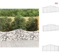 vidaXL Gabions avec arc surélevé 12 pcs. 200x50x60/80 cm Fer galvanisé - Pots de fleurs & Jardinières