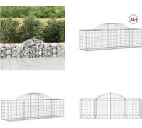 vidaXL Gabions avec arc surélevé 14 pcs. 200x50x60/80 cm Fer galvanisé - Panier de gabion - Paniers de gabion - Gabion - Mur de gabion