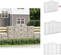 vidaXL Gabions avec arc surélevé 2 pcs. 200x30x120/140cm Fer galvanisé - Pots de fleurs & Jardinières