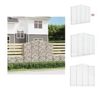 vidaXL Gabions avec arc surélevé 2 pcs. 200x30x160/180cm Fer galvanisé - Pots de fleurs & Jardinières