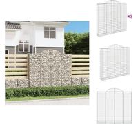 vidaXL Gabions avec arc surélevé 2 pcs. 200x50x180/200cm Fer galvanisé - Pots de fleurs & Jardinières