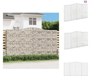 vidaXL Gabions avec arc surélevé 2 pcs. 400x30x220/240cm Fer galvanisé - Pots de fleurs & Jardinières