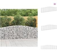 vidaXL Gabions avec arc surélevé 2 pcs. 400x30x80/100cm Fer galvanisé - Pots de fleurs & Jardinières