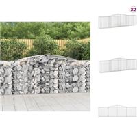 vidaXL Gabions avec arc surélevé 2 pcs. 400x50x100/120cm Fer galvanisé - Pots de fleurs & Jardinières