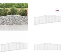vidaXL Gabions avec arc surélevé 25 pcs. 400x30x80/100cm Fer galvanisé - Corbeille à Gabion - Gabion - Mur de Gabion