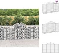 vidaXL Gabions avec arc surélevé 3 pcs. 200x50x100/120cm Fer galvanisé - Pots de fleurs & Jardinières