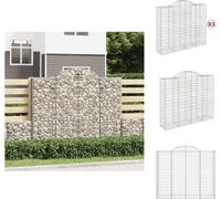 vidaXL Gabions avec arc surélevé 3 pcs. 200x50x160/180cm Fer galvanisé - Pots de fleurs & Jardinières