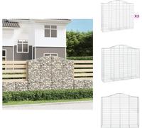 vidaXL Gabions avec arc surélevé 3 pcs. 200x50x160/180cm Fer galvanisé - Pots de fleurs & Jardinières
