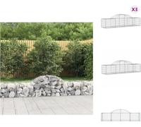 vidaXL Gabions avec arc surélevé 3 pcs. 200x50x40/60 cm Fer galvanisé - Pots de fleurs & Jardinières