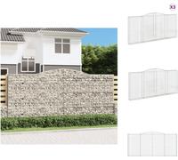 vidaXL Gabions avec arc surélevé 3 pcs. 400x30x180/200cm Fer galvanisé - Pots de fleurs & Jardinières