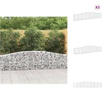 vidaXL Gabions avec arc surélevé 3 pcs. 400x30x60/80 cm Fer galvanisé - Pots de fleurs & Jardinières