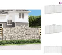 vidaXL Gabions avec arc surélevé 3 pcs. 400x50x160/180cm Fer galvanisé - Pots de fleurs & Jardinières
