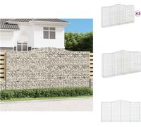 vidaXL Gabions avec arc surélevé 3 pcs. 400x50x200/220cm Fer galvanisé - Pots de fleurs & Jardinières