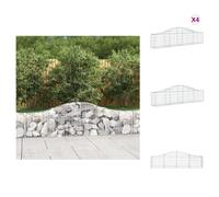 vidaXL Gabions avec arc surélevé 4 pcs. 200x30x40/60 cm Fer galvanisé - Pots de fleurs & Jardinières
