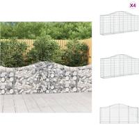 vidaXL Gabions avec arc surélevé 4 pcs 200x30x80/100 cm Fer galvanisé - Pots de fleurs & Jardinières