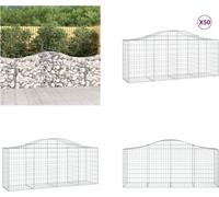 vidaXL Gabions avec arc surélevé 50 pcs. 200x50x80/100cm Fer galvanisé - Corbeille à gabion - Gabion - Mur de gabion
