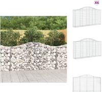 vidaXL Gabions avec arc surélevé 6 pcs. 200x30x100/120cm Fer galvanisé - Pots de fleurs & Jardinières