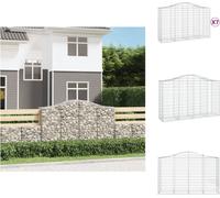 vidaXL Gabions avec arc surélevé 7 pcs. 200x50x120/140cm Fer galvanisé - Pots de fleurs & Jardinières