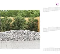 vidaXL Gabions avec arc surélevé 7 pcs. 400x30x60/80 cm Fer galvanisé - Pots de fleurs & Jardinières