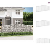 vidaXL Gabions avec arc surélevé 7 pcs. 400x50x120/140cm Fer galvanisé - Pots de fleurs & Jardinières