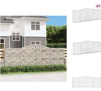 vidaXL Gabions avec arc surélevé 7 pcs. 400x50x140/160cm Fer galvanisé - Pots de fleurs & Jardinières
