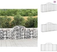 vidaXL Gabions avec arc surélevé 8 pcs. 200x50x80/100 cm Fer galvanisé - Pots de fleurs & Jardinières