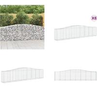 vidaXL Gabions avec arc surélevé 8 pcs. 400x50x80/100cm Fer galvanisé - Corbeille à gabion - Gabion - Mur de gabion