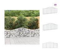 vidaXL Gabions avec arc surélevé 9 pcs. 200x30x60/80 cm Fer galvanisé - Pots de fleurs & Jardinières