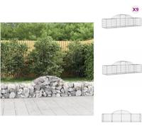 vidaXL Gabions avec arc surélevé 9 pcs. 200x50x40/60 cm Fer galvanisé - Pots de fleurs & Jardinières