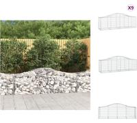 vidaXL Gabions avec arc surélevé 9 pcs. 200x50x60/80 cm Fer galvanisé - Pots de fleurs & Jardinières