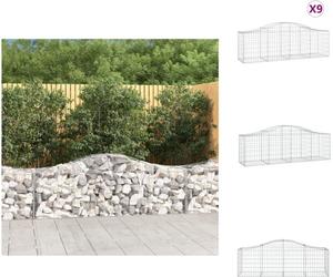 vidaXL Gabions avec arc surélevé 9 pcs. 200x50x60/80 cm Fer galvanisé - Pots de fleurs & Jardinières