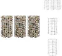 vidaXL Gabions plateaux 3 pcs. Rond Acier Galvanisé Ø30x50 cm - Pots de fleurs & Jardinières
