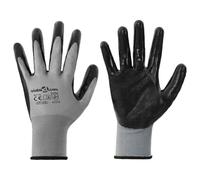 vidaXL Gants de Travail 12 pcs Gris et Noir 10 / XL Polyester, Équipement Moderne de Protection, Gants de sécurité, Accessoires Flexibles, vêtements durables, Confort Optimal pour Jardin, ateli