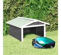 vidaXL Garage pour tondeuse à gazon robot 72x87x50 cm Gris Blanc Bois de sapin