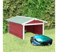 vidaXL Garage pour tondeuse à gazon robot 72x87x50 cm Rouge Blanc Bois de sapin