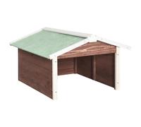 vidaXL Garage pour tondeuse à gazon robotisée 72x87x50 cm Mocca Blanc Bois de sapin