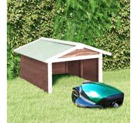 vidaXL Garage pour tondeuse à gazon robotisée 72x87x50 cm Mocca Blanc Bois de sapin