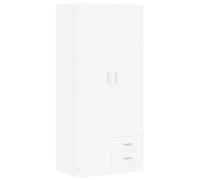 vidaXL Garde-Robe Armoire à Vêtements Armoire de Rangement avec 2 Portes et 2 Tiroirs Organisateur Chambre à Coucher Maison Blanc 80x52x180 cm Aggloméré