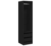vidaXL Garde-Robe, Armoire de Rangement, Organisateur de Chambre à Coucher, Meuble de Rangement Maison Intérieur, avec Tiroirs Noir Bois d’Ingénierie