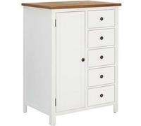 vidaXL Garde-Robe Armoire de Stockage de Vêtements Meuble de Rangement avec 5 Tiroirs et 1 Porte Chambre à Coucher 76x52x105 cm Bois de Chêne Massif Brun G