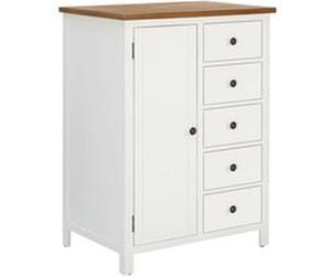 vidaXL Garde-Robe Armoire de Stockage de Vêtements Meuble de Rangement avec 5 Tiroirs et 1 Porte Chambre à Coucher 76x52x105 cm Bois de Chêne Massif Brun G