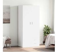 vidaXL Garde-Robe Armoire à Vêtements Armoire de Rangement avec 2 Portes et 2 Tiroirs Organisateur Chambre à Coucher Maison Blanc 80x52x180 cm Aggloméré